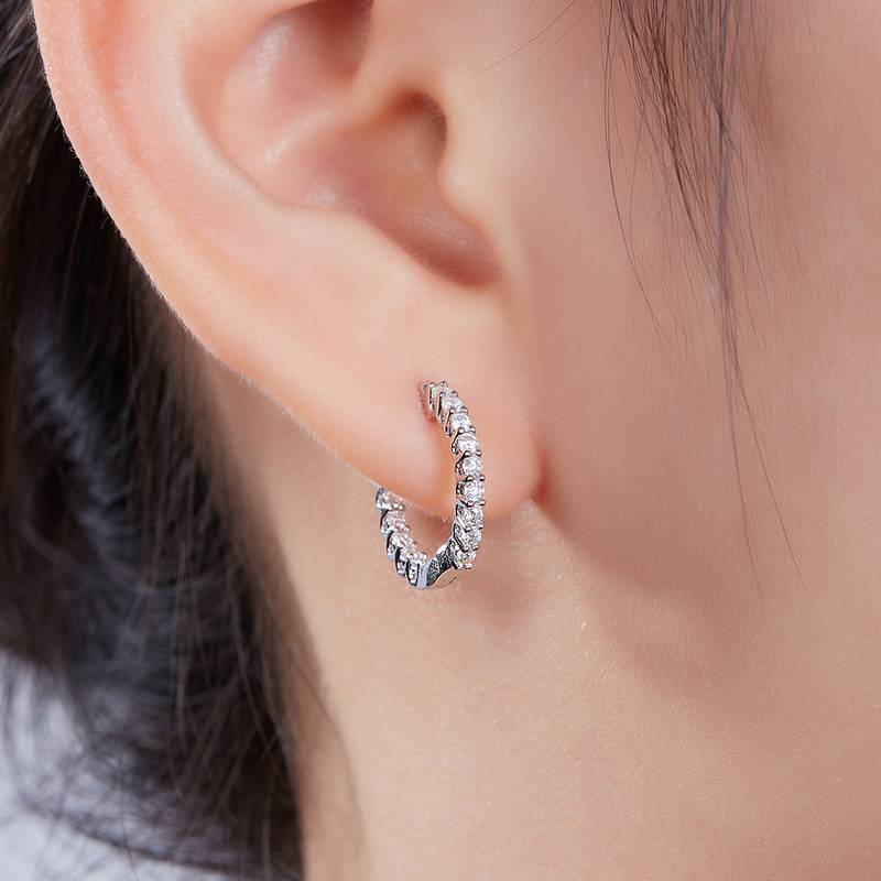 单排对半耳环S925银Moissanite厘石D级0.45ct